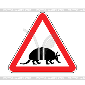 Attention armadillo. Caution Nine-hip Armadillo. Re - vector clip art
