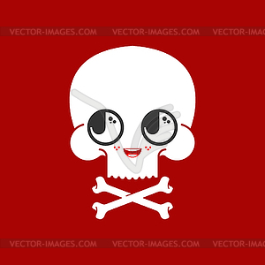 Cute kawaii skull . funny skeleton cartoon style. - vector clipart