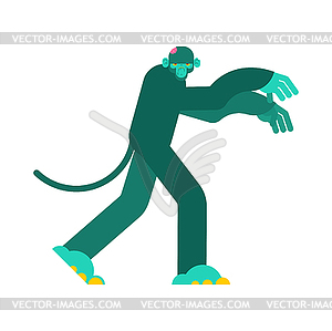 Monkey zombie. Gorilla green Undead - vector image