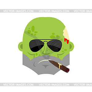 Zombie Cool serious avatar of emotions. Living - vector image