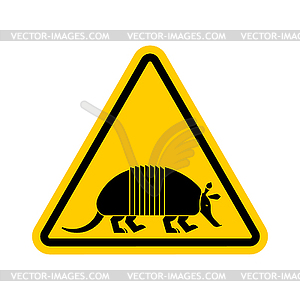 Attention armadillo. Caution Nine-hip Armadillo. - vector clip art