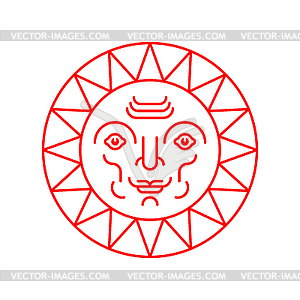 Sun with face folk symbol  - vector clipart / vector image