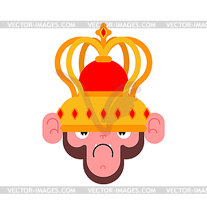 Monkey in crown. Gorilla King - vector image