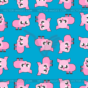 Cute kawaii pig pattern seamless. funny swine - royalty-free vector clipart