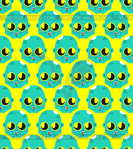 Cute kawaii Zombie pattern seamless. funny Living - vector image