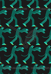 Monkey zombie pattern. Gorilla green Undead - vector clipart / vector image