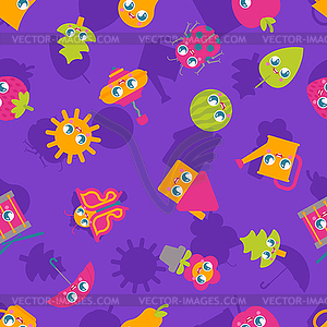 Cute baby Cartoon pattern seamless. Kawaii - vector clip art