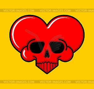 Skull love heart sign. Deadly amur symbol.  - vector image