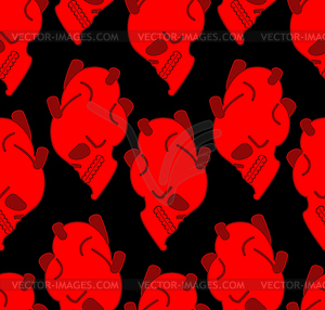 Skull heart Anatomy pattern seamless. skeleton - vector EPS clipart