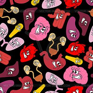 Angry Internal organs pattern seamless. Evil Anatom - vector image