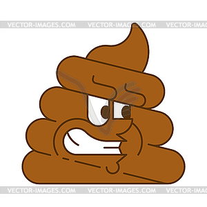 Angry shit. Evil turd  - vector image