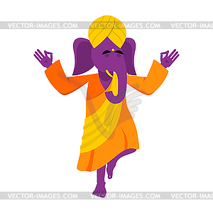 Ganesha hindu yoga elephant. indian god animal - vector clipart