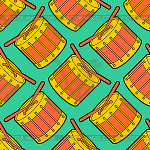 Вrum cartoon pattern seamless. Percussion musical  - vector image