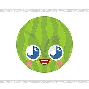 Cute kawaii Watermelon . funny melon cartoon - vector clip art