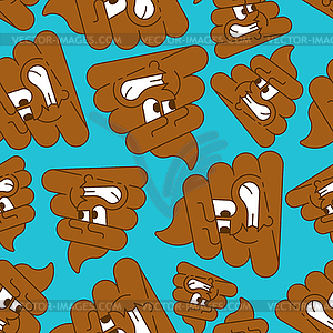 Angry shit pattern seamless. Evil turd background. - vector image