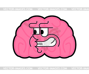 Angry brain. Evil Internal organ . Terrible - vector image