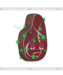 Steak Sick Infection . Virus ill meat. Cartoon - vector clipart