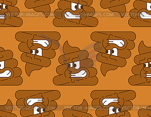 Angry shit pattern seamless. Evil turd background. - vector clip art