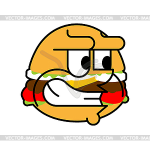 Angry burger. Evil hamburger . Fasrfood illustrat - vector image