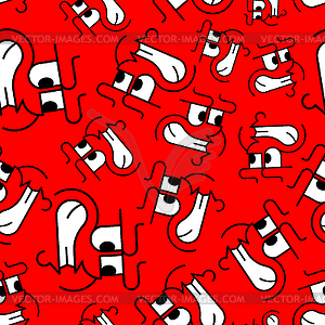 Angry face pattern seamless. Evil red head - vector clipart