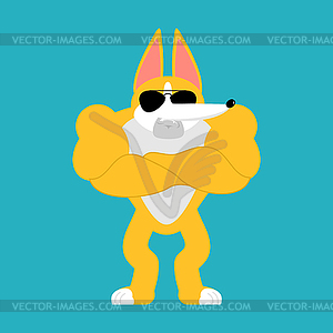 Corgi Strong Cool serious. Dog powerful. Pet strict - vector clipart