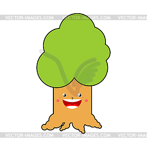 Cute kawaii tree . funny wood cartoon style. kids - vector clipart