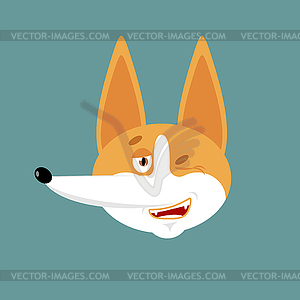 Corgi winks emoji. Dog happy emotions avatar. Pet - vector image