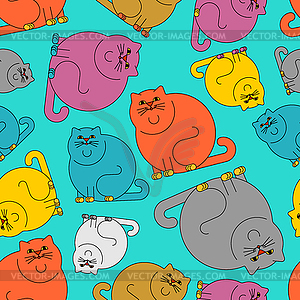 Fat cat pattern seamless. thick Pet background. - vector image