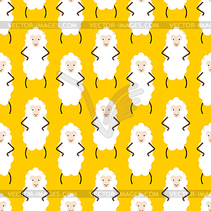 White sheep pattern seamless. Farm animal backgroun - vector clipart