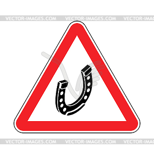 Attention Horseshoe. Caution Good luck symbol. Red - royalty-free vector clipart