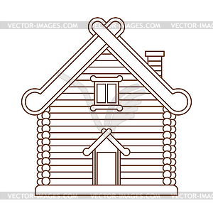 Russian hut. Wooden house in Russia. National Folk - vector image