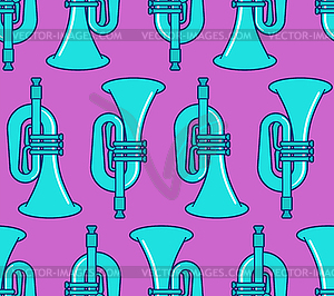 Trumpet pattern seamless. Musical instrument - vector clip art