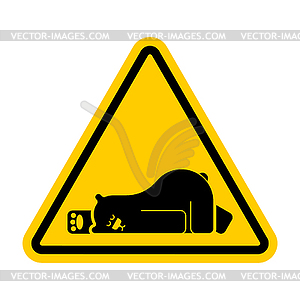 Attention Sleeping bear. Caution Grizzly is - vector clip art