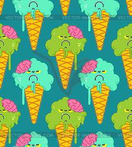 Ice Cream Zombie pattern seamless. Pistachio green - vector image