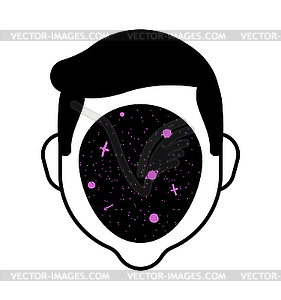 Space in face. universe in head - vector clip art