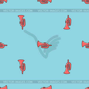 Trumpet pattern seamless. Musical instrument - vector image