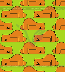 Sleeping bear pattern seamless. Grizzly is - vector image