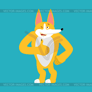 Corgi thumbs up and winks. Dog happy emoji. Pet - vector image