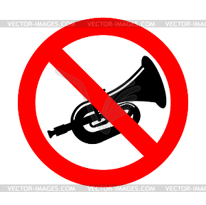 Stop beep Trumpet . Ban hooter. Red prohibition roa - vector image