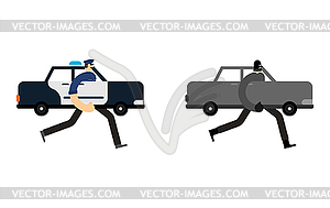 Police Car Chase. police car chasing robber. - vector clip art