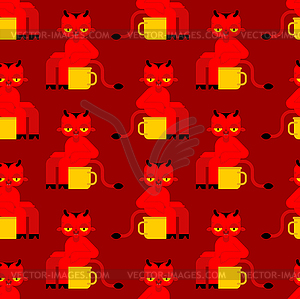 Baby demon pattern seamless. Little red devil - vector image