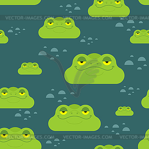 Frog in swamp pattern seamless. Toad background. - vector clip art