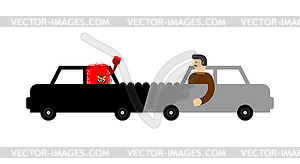 Car accident Angry driver. Hater - vector image