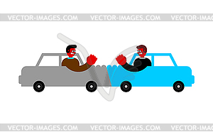 Car accident Angry driver. Hater - vector image