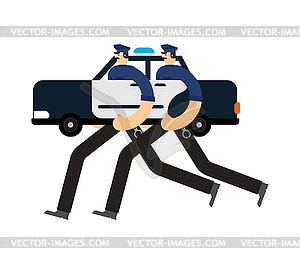 Police car patrol . Police officer in car. Cop - vector image