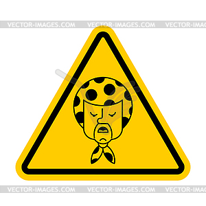 Attention angry Grandma. Caution Evil grandmother. - vector clipart