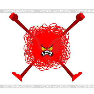 Anger red face. Evil sign - vector image