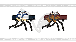 Police Car Chase. police car chasing robber. - vector clipart