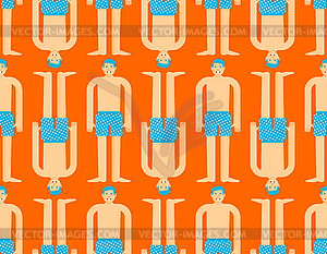 Guy in underpants pattern seamless. Man in underwea - vector clip art