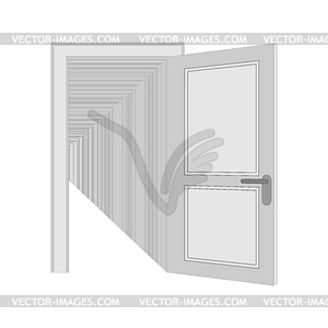 Рекурсия Open Door. Повторяющиеся двери Illustratio - рисунок в векторе